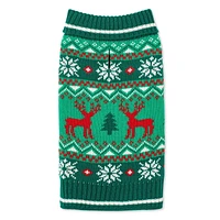 One Paw Holiday Pets' Fair Isle Christmas Dog Sweater, Green, Sizes XS-XL