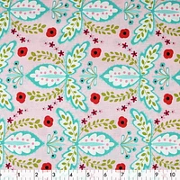 Fabric Creations Pink with Blue and Red Flowers Fat Quarter Pre-Cut Fabric - 18" x 21" / 45cm x 53cm, 18" x 21" / 45cm x 53cm