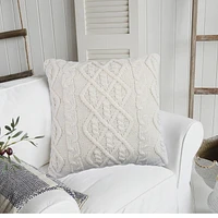 FRAÎCHE Holiday Cable Knit Cushion, 18x18-in, 18 in. x 18 in.