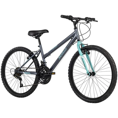 Movelo Algonquin 24-inch Mountain Bike for Girls, 18-Speed, Grey/Blue, Ages 12-19