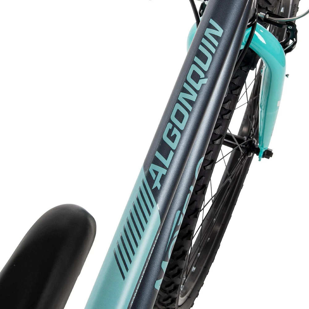 Movelo Algonquin 24-inch Mountain Bike for Girls, 18-Speed, Grey/Blue, Ages 12-19