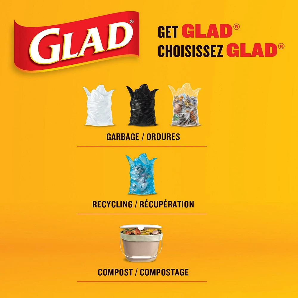 Glad Clear Garbage Bags - Tall 45 Litres - Febreze Fresh Clean Scent,, 30 Bags