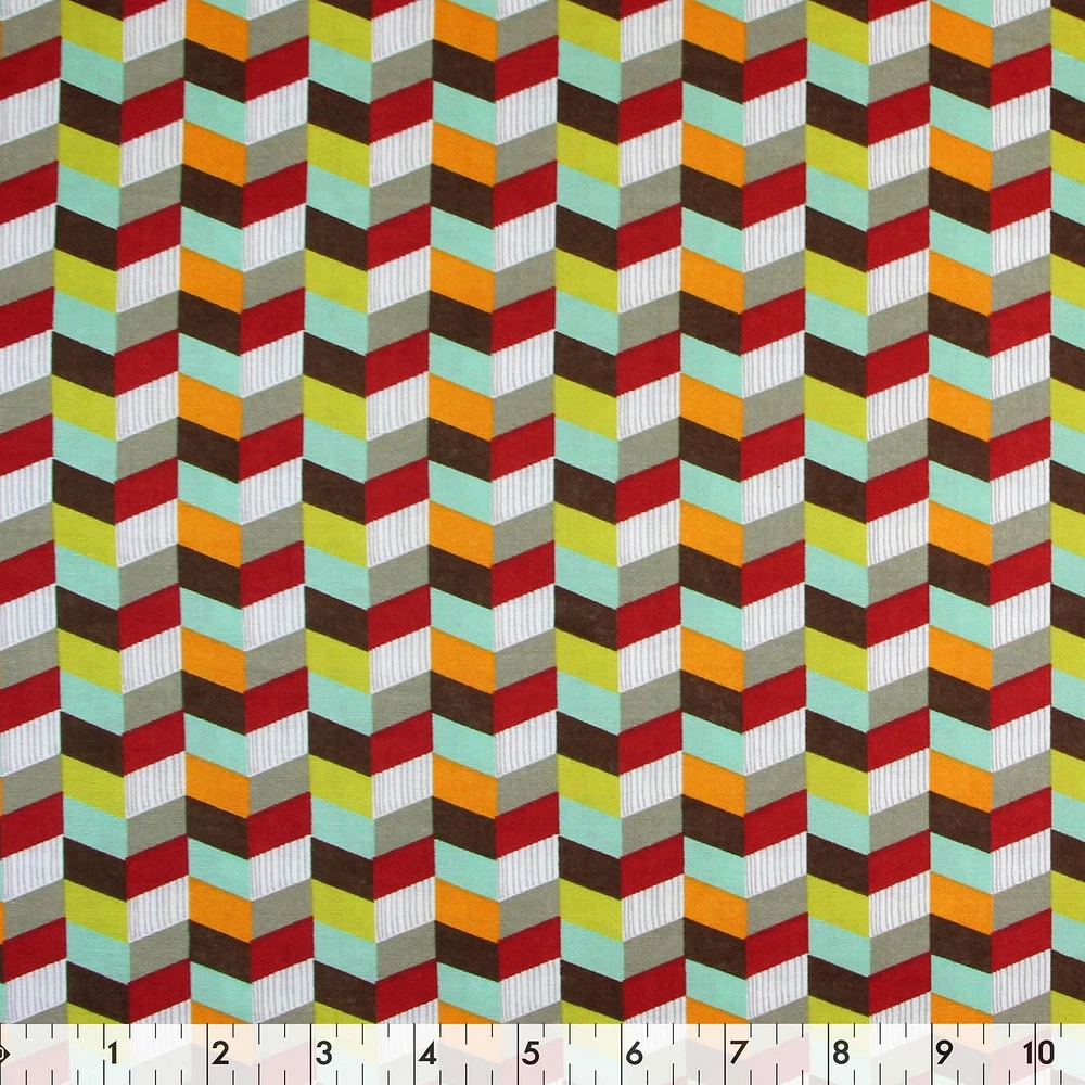 Fabric Creations Colourful Checkered Chevrons Fat Quarter Pre-Cut Fabric - 18" x 21" / 45cm x 53cm, 18" x 21" / 45cm x 53cm