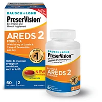 Bausch + Lomb PreserVision Eye Vitamin & Mineral Supplement AREDS 2, 60 Soft Gels