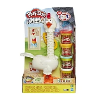 Play-Doh Animal Crew Cluck-a-Dee Feather Fun Chicken Toy Farm Animal Playset with 4 Non-Toxic Play-Doh Colors