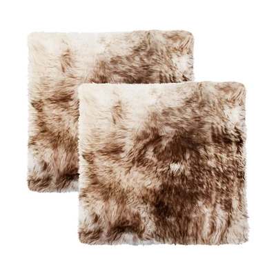 H-Natural 2-Pack 100% New Zealand Sheepskin Chair Seat Cover 17"X17