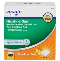 Equate Nicotine Gum Ultra Fresh Fruit 2mg 210ct, Nicotine Nicotine Polacrilex Gum USP 2mg