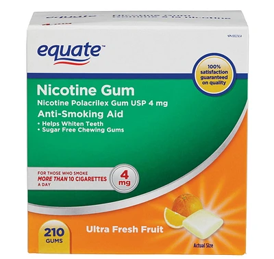 Equate Gomme à la nicotine Fruits ultra frais 4mg 210ct Gomme de polacrilex de nicotine USP 4mg