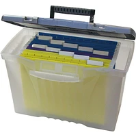 Storex File Storage Box with Organizer Lid, Legal/Letter, Clear/Silver