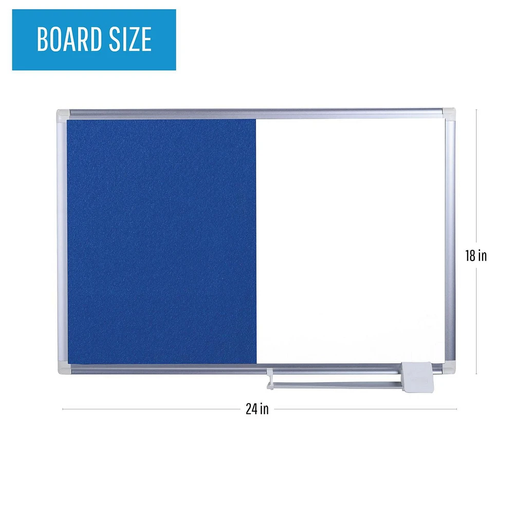 MasterVision NewGen Combo Board, Magnetic Dry-Erase and Blue Felt, 18" x 24", Aluminum Frame