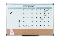 MasterVision 3-in-1 Dry-Erase Calendar Planner Board, 24" x 36", Silver Frame, Bulletin Board, Whiteboard and Planning Board