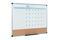 MasterVision 3-in-1 Dry-Erase Calendar Planner Board, 24" x 36", Silver Frame, Bulletin Board, Whiteboard and Planning Board