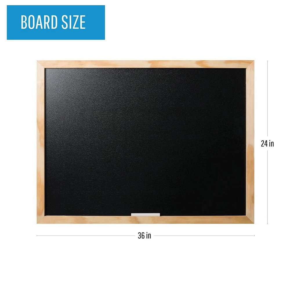 MasterVision Chalk Board, Pine Wood Frame, 24" x 36"