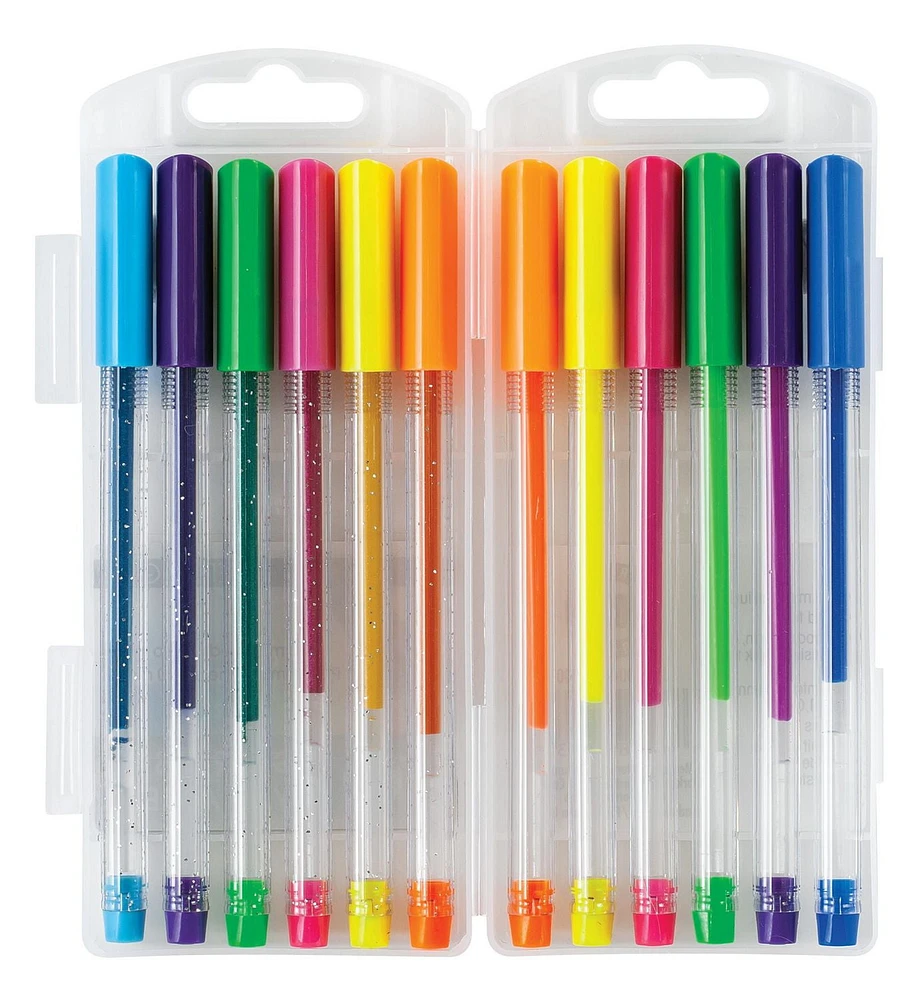 Merangue Stylos gel étincelants et néon, assortis, 12 par paquet, 6 Paquets
