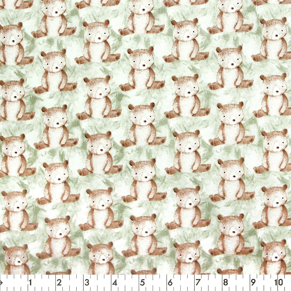 Fabric Creations White with Bears Sitting in Grass Fat Quarter Pre-Cut Fabric - 18" x 21" / 45cm x 53cm, 18" x 21" / 45cm x 53cm