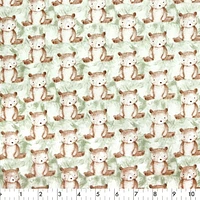 Fabric Creations White with Bears Sitting in Grass Fat Quarter Pre-Cut Fabric - 18" x 21" / 45cm x 53cm, 18" x 21" / 45cm x 53cm