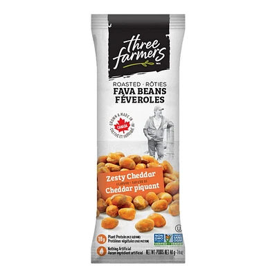 Three Farmers Roasted Fava Beans - Zesty Cheddar, 40g