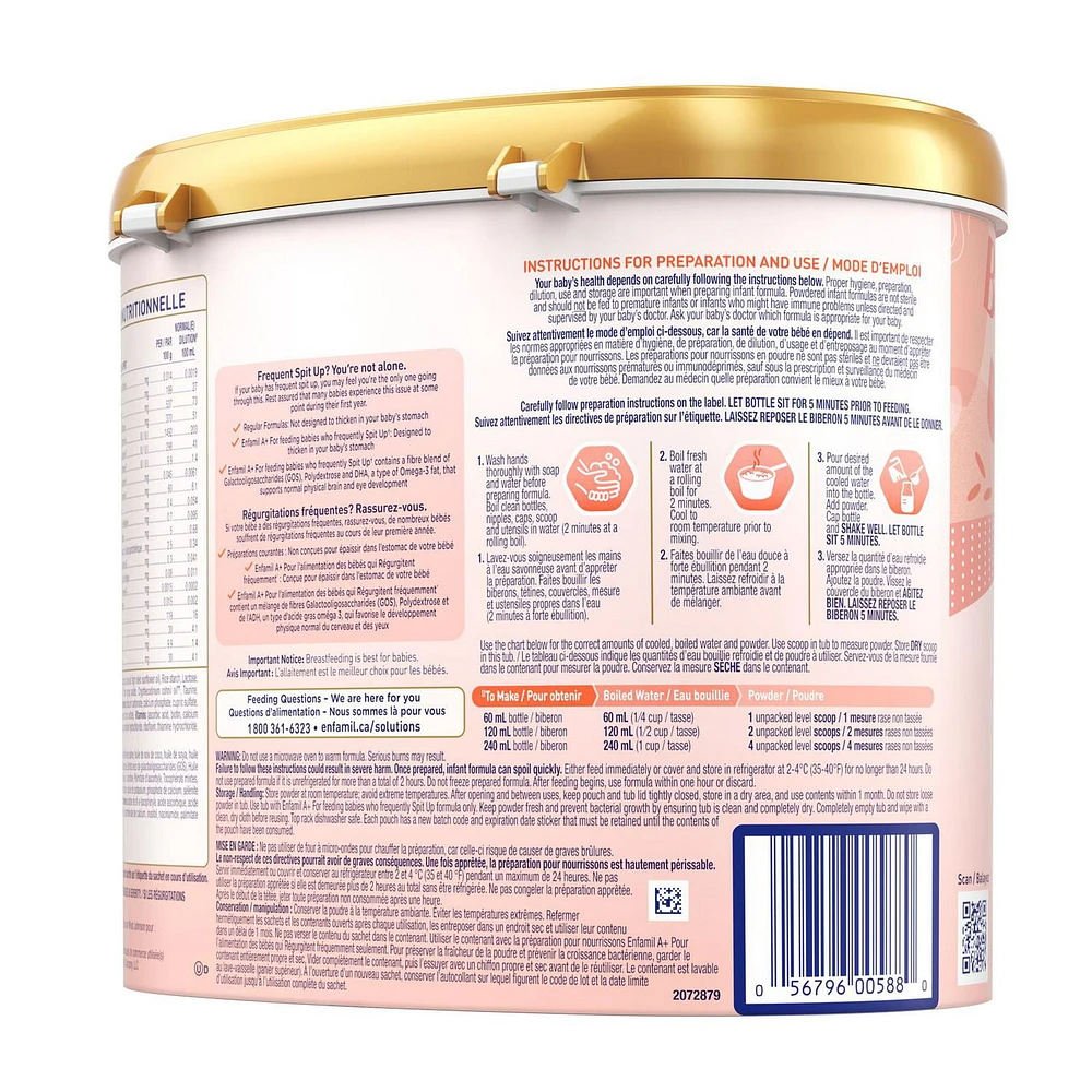 Enfamil A+ pour régurgitations frequent, en poudre, contenant 629g