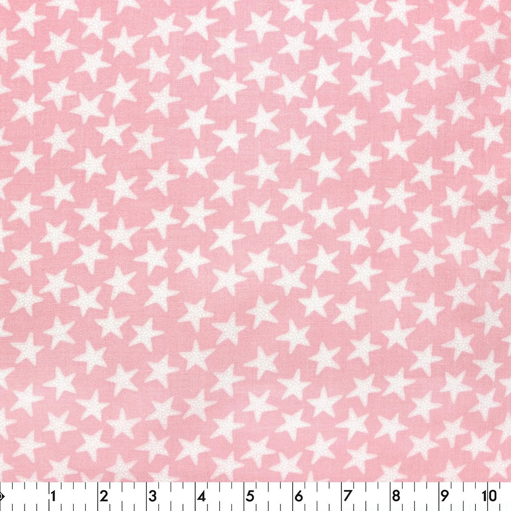 Fabric Creations Pink with White Stars Fat Quarter Pre-Cut Fabric - 18" x 21" / 45cm x 53cm, 18" x 21" / 45cm x 53cm