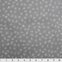 Fabric Creations Grey with White Leaves  Fat Quarter Pre-Cut Fabric - 18" x 21" / 45cm x 53cm, 18" x 21" / 45cm x 53cm