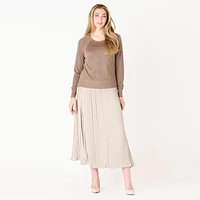 DV Pleated midi skirt with elastic waist