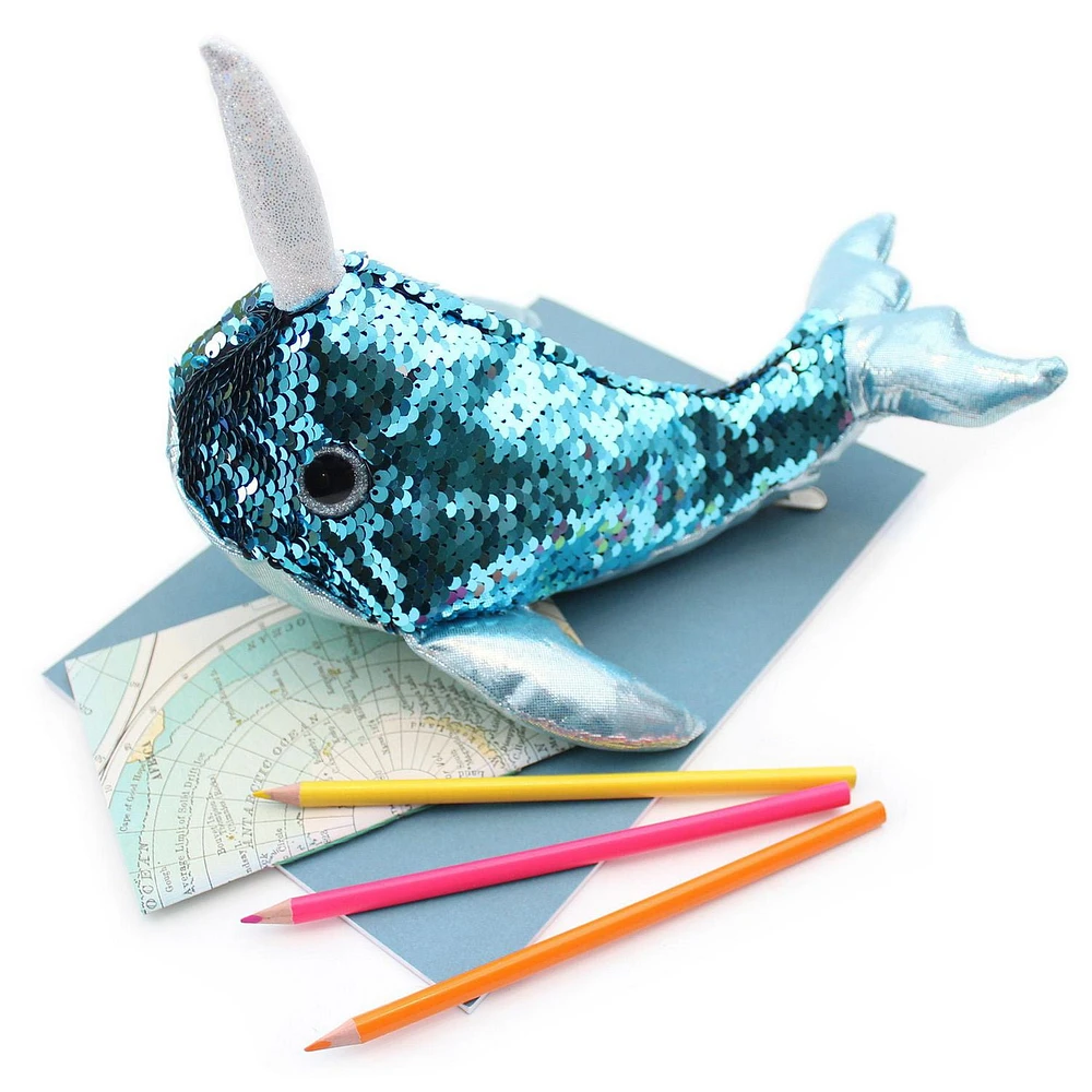 Pen+Gear Soft, High Quality 3D Sequin Narwhal Pencil Pouch