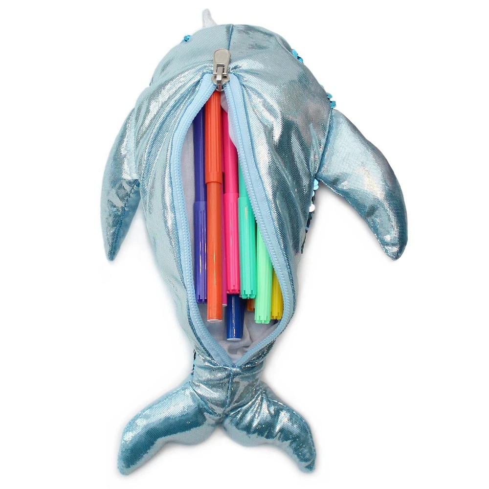 Pen+Gear Soft, High Quality 3D Sequin Narwhal Pencil Pouch