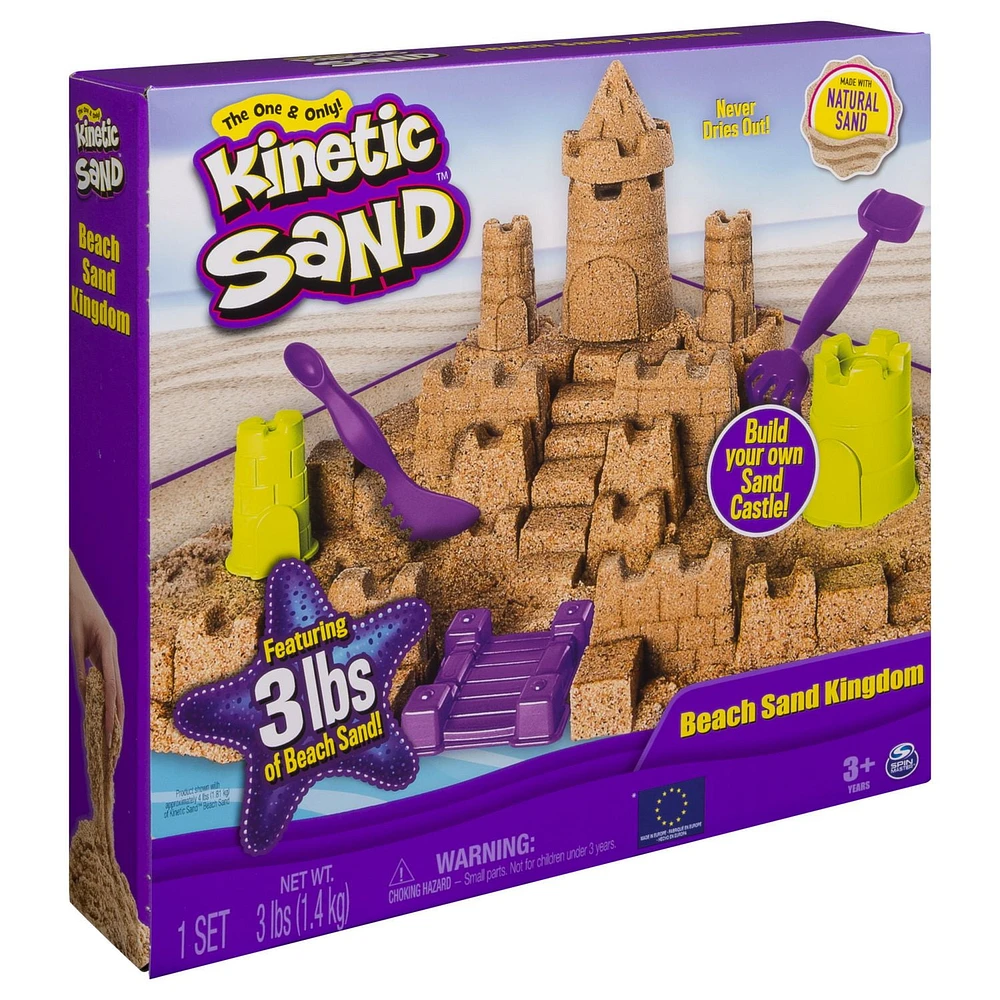 Kinetic Sand - Beach Sand Kingdom Playset with 3lbs of Beach Sand, for Ages 3 And up