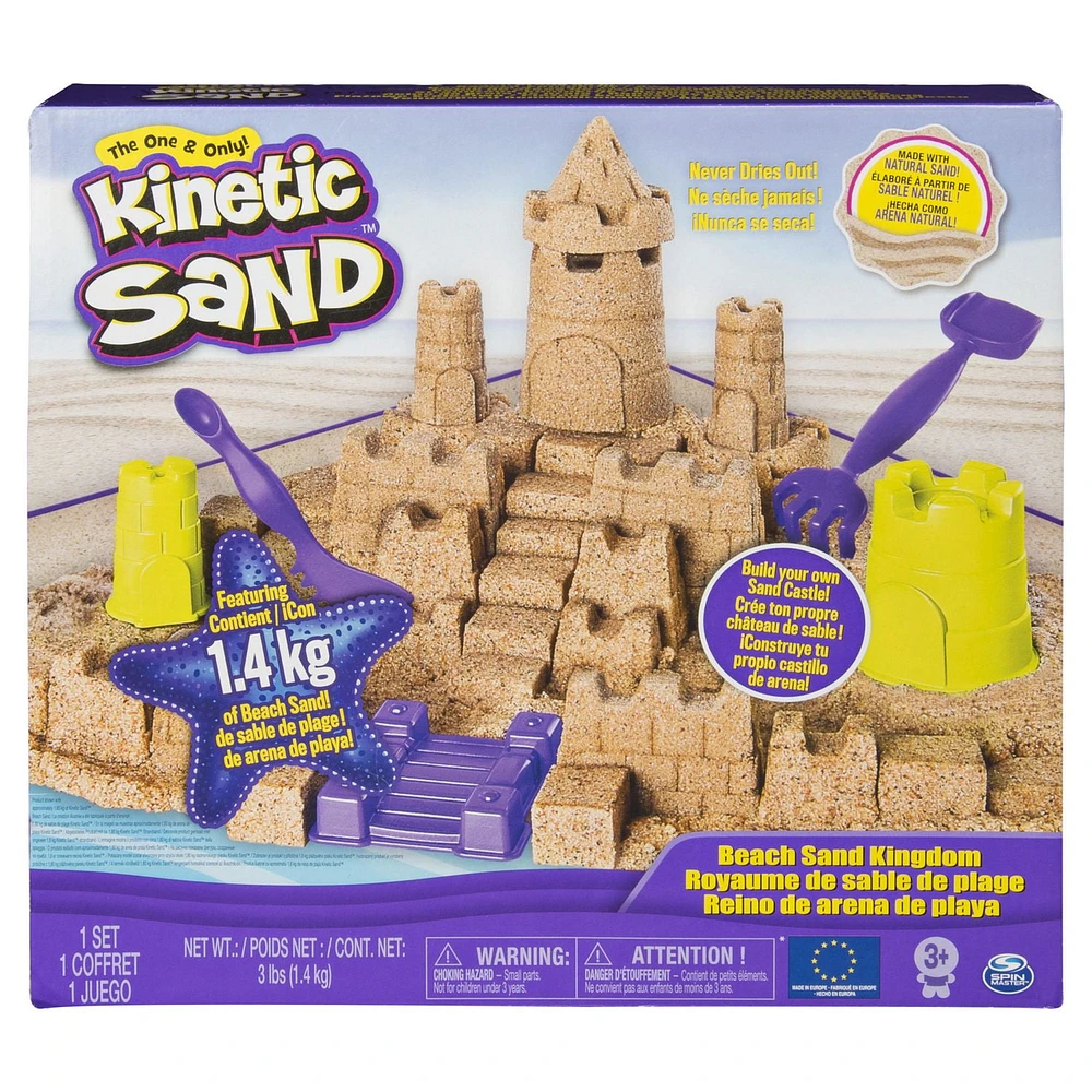 Kinetic Sand - Beach Sand Kingdom Playset with 3lbs of Beach Sand, for Ages 3 And up