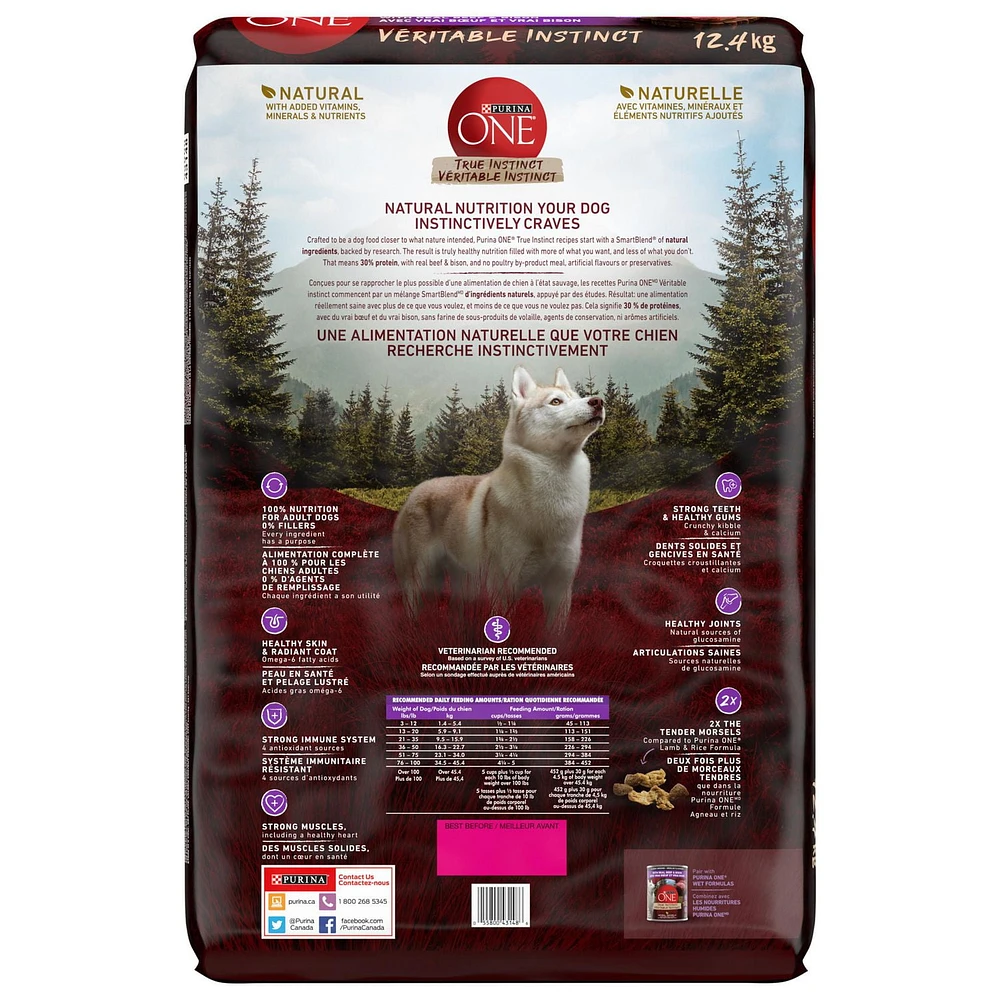 Purina ONE True Instinct Beef & Bison, Dry Dog Food, 6.8-12.4 kg