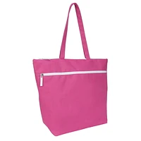 Time And Tru Top Zip Front Pocket Beach Bag Tote - Solid