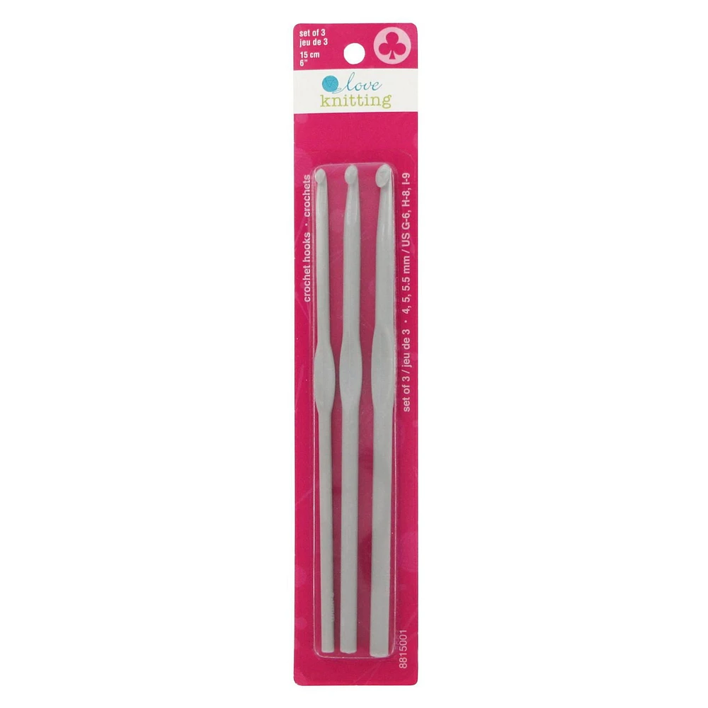 Love Knitting 15cm Crochet Hook Set - (4mm, 5mm, 5.5mm), 4mm, 5mm, 5.5mm