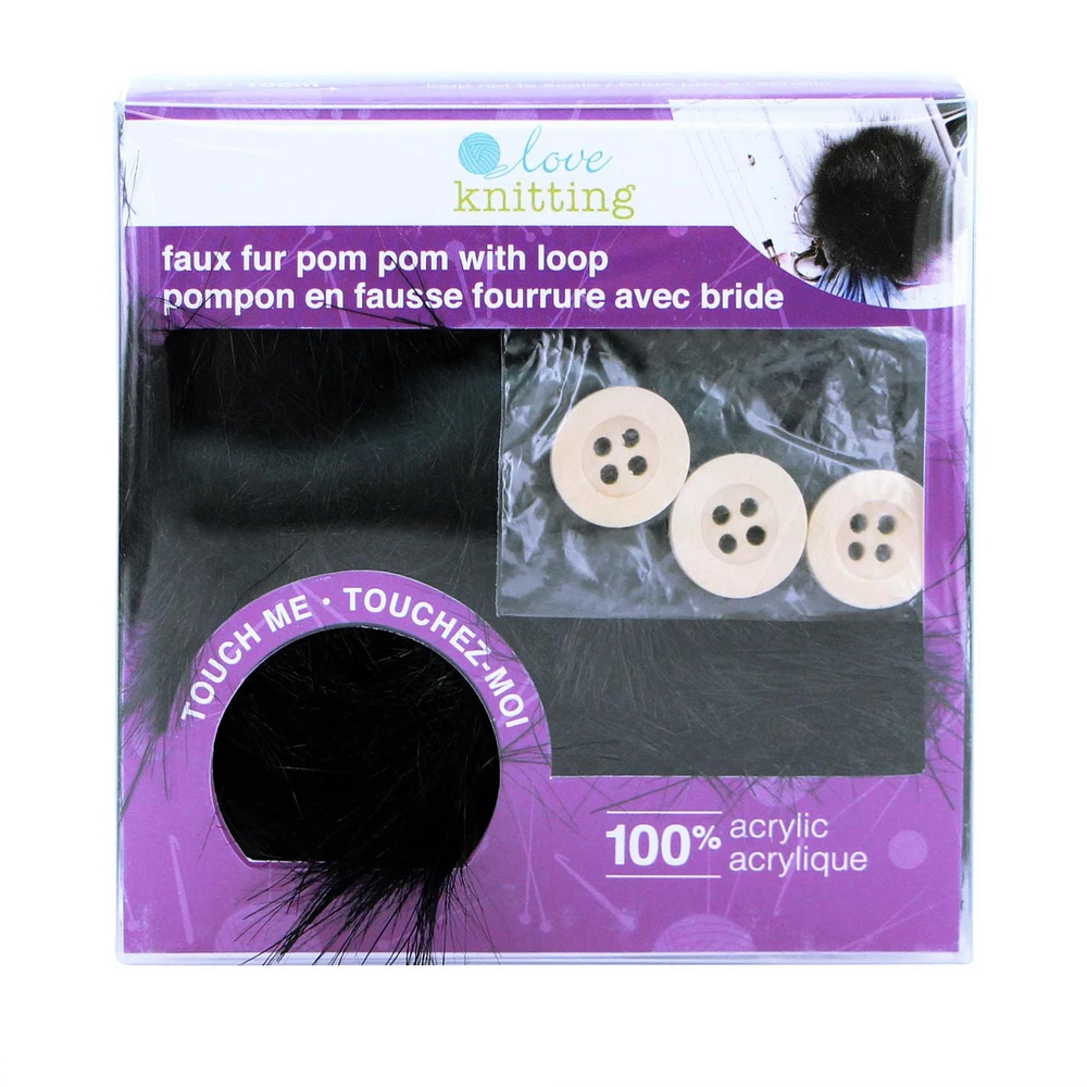 Love Knitting Pom Pom 4" Black - 2pcs