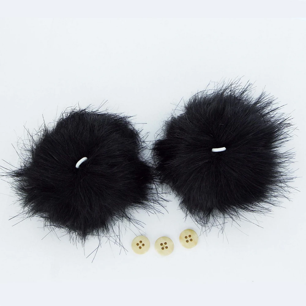 Love Knitting Pom Pom 4" Black - 2pcs