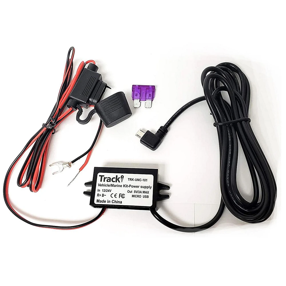 Tracki 12-24-volt to Micro USB Vehicle/Marine Power Stabilizer and Wiring Kit for Tracki 3G GPS Tracker - Black