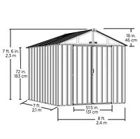 EZEE Shed Steel Storage 8 x 7 ft. Galvanized High Gable Cream with Charcoal Trim