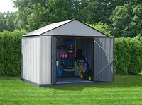 EZEE Shed Steel Storage 10 x 8 ft. Galvanized Extra High Gable Cream with Charcoal Trim