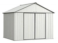 EZEE Shed Steel Storage 10 x 8 ft. Galvanized Extra High Gable Cream with Charcoal Trim