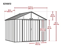 EZEE Shed Steel Storage 10 x 8 ft. Galvanized Extra High Gable Cream with Charcoal Trim