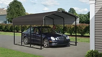 Steel Carport 10 x 15 x 7 ft. Galvanized Black/Charcoal