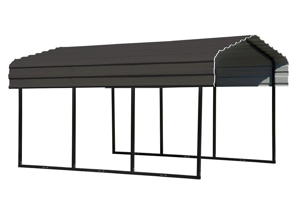 Steel Carport 10 x 15 x 7 ft. Galvanized Black/Charcoal