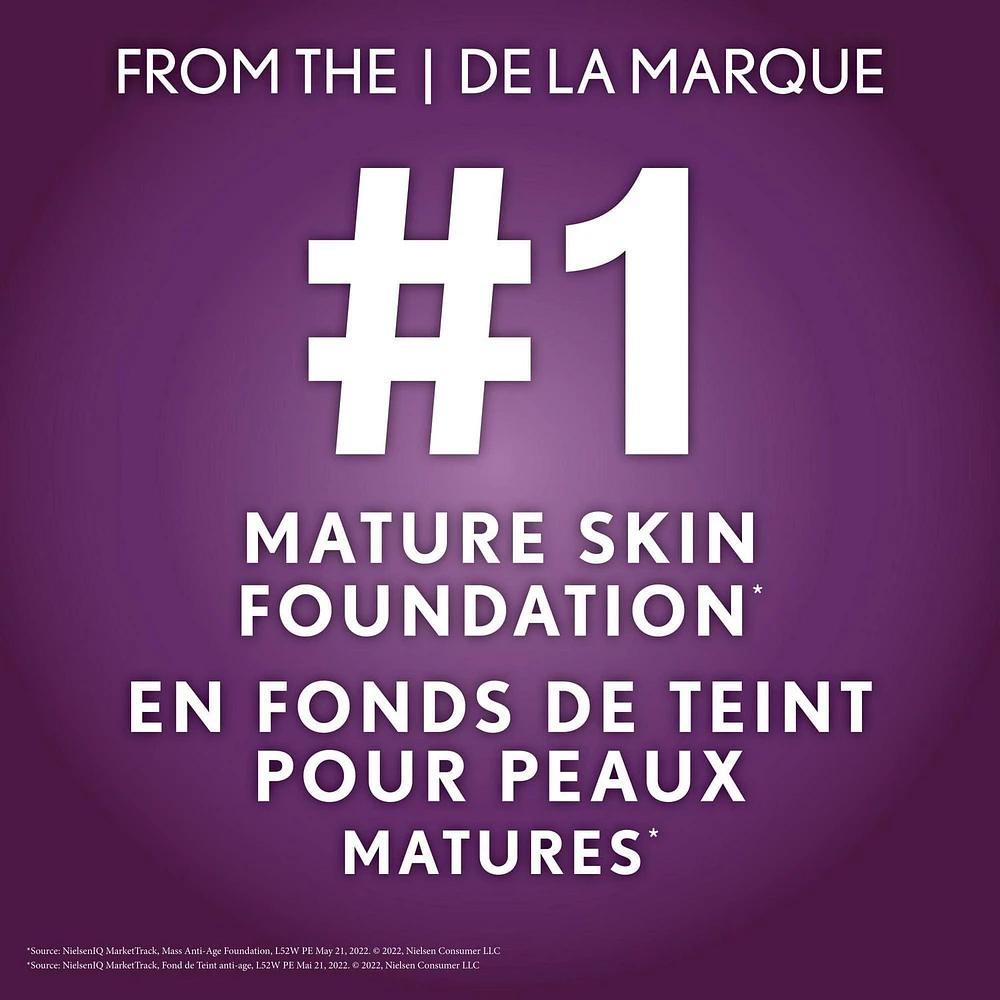 COVERGIRL Fond de teint Simply Ageless Instant Wrinkle Defying avec complexe hyaluronique, vitamine C et niacinamide - SPF 28, 100% Sans Cruauté Fonds de teint avec Complexe Hyaluronique