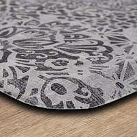 Damask Nouveau Grey Polyester Kitchen Mat 18x30