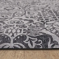 Damask Nouveau Grey Polyester Kitchen Mat 18x30