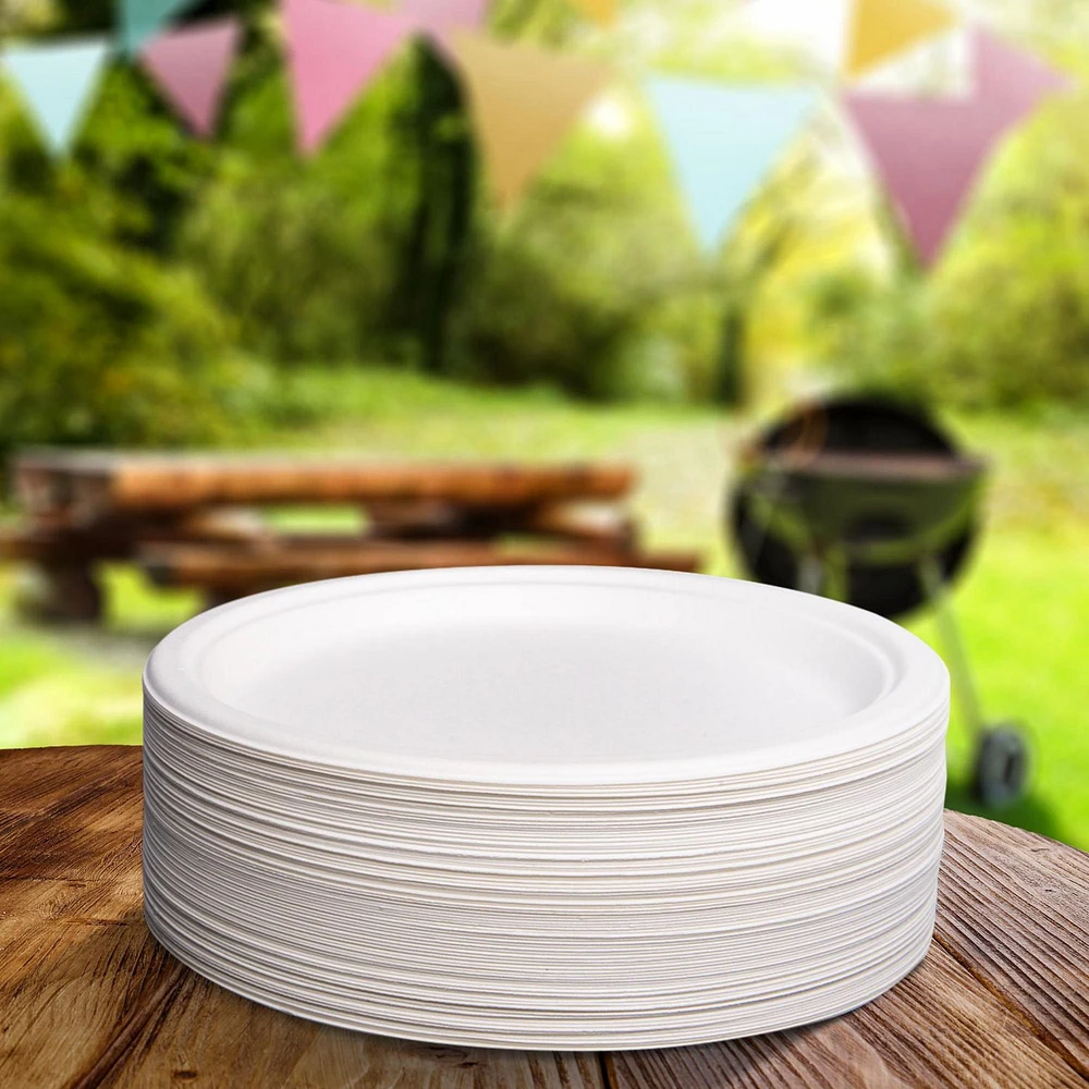 Assiettes compostables Eco Great Value 80 x 25 cm (10 po)<br>Format économique