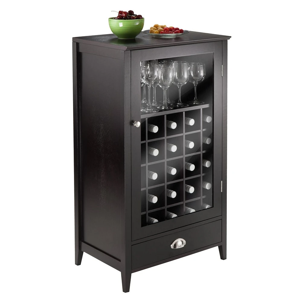 Winsome Bordeaux Wine Cabinet 25-Bottle Slot Modular in Espresso Finish - 92455