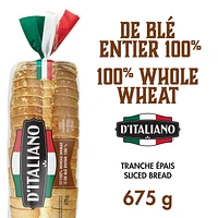 D'Italiano 100% Whole Wheat Bread, 675 g