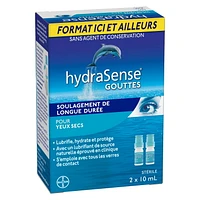 hydraSense Eye Drops, for Dry Eye, Preservative free, Twin Pack, 2 x 10mL