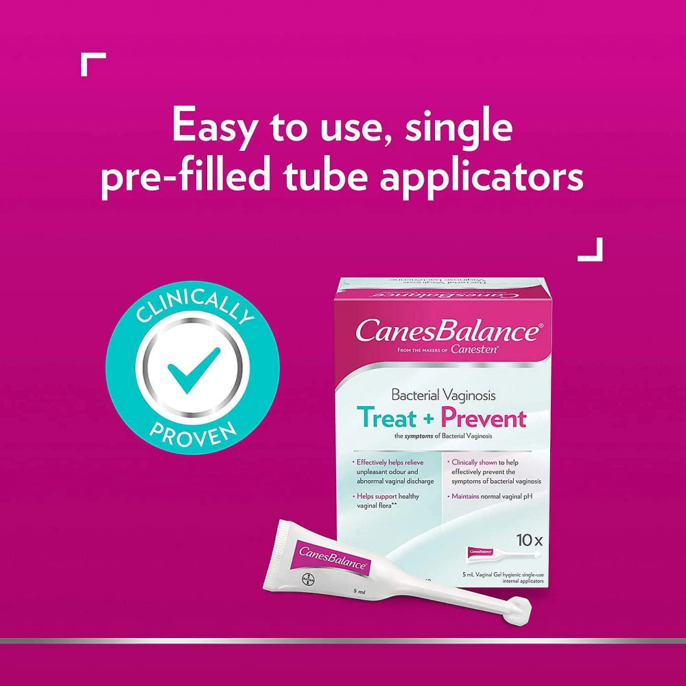 CanesBalance Bacterial Vaginosis Vaginal Gel Treat and Prevent, 10 Single-Use Applicators