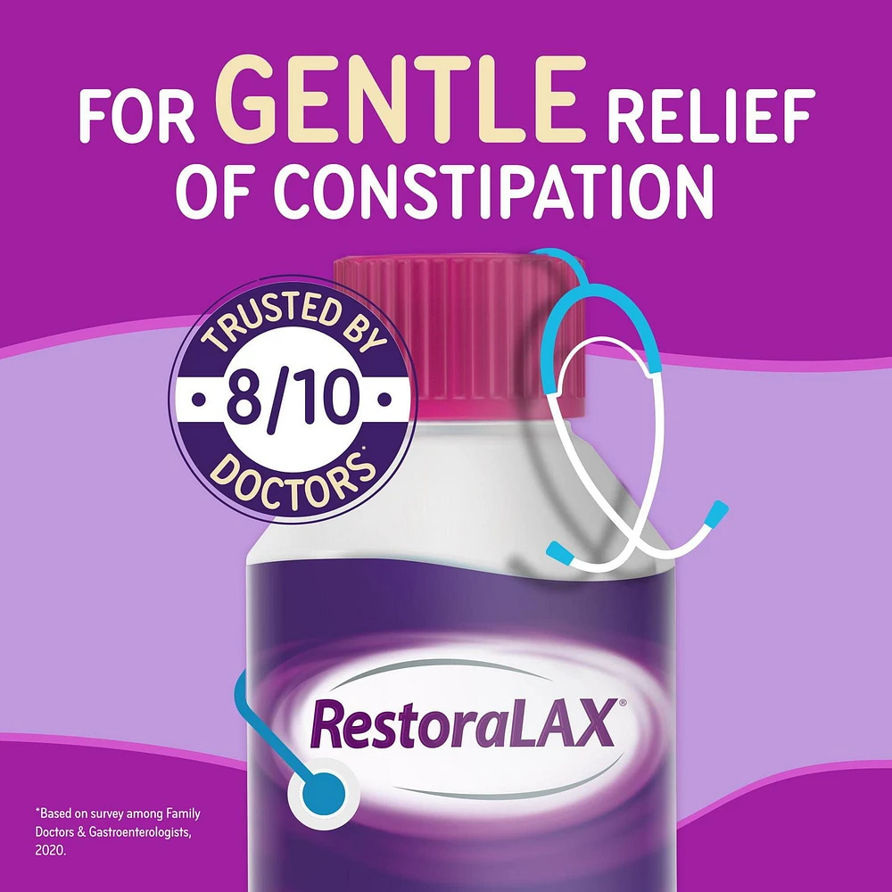 RestoraLAX Poudre laxative adoucissante pour selles - Laxatifs pour la constipation, soulagement efficace de la constipation pour les adultes, sans goût, sans grain, sans gaz, sans ballonnement, sans crampes, sans envie soudaine 30 doses, 510 g
